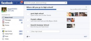 Facebook incompleted Profile 80 percent